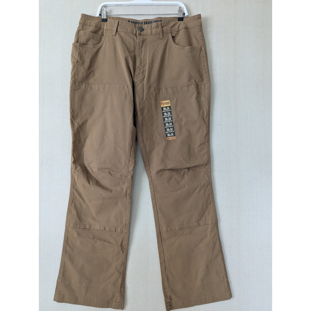 RedHead Ranch Work Pants 38x34 Brown Bootcut Double Knee Canvas Utility Rugged